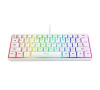 Teclado mecánico, teclado mecánico inalámbrico 60% 26 RGB retroiluminado con cable, diseño del Reino Unido, 61 teclas, teclado USB para juegos para Windows Macos Linux (blanco)