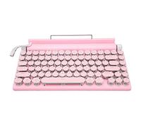 Teclado Mecánico, Teclas Redondas, Interruptor Azul, 83 Teclas, Control de Perilla de Modos Triples, Teclado Ergonómico Impermeable para Juegos para Teléfono (Rosa)