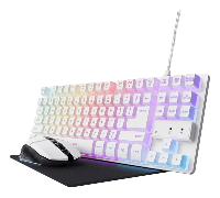 TECLADO MOUSE Y ALFOMBRILLA TRUST GAMING GXT 794 BLANCO RGB RATON WIRELESS 4800DPI TECLADO CABLE