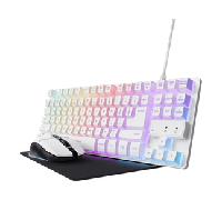 TECLADO MOUSE Y ALFOMBRILLA TRUST GAMING GXT 794 BLANCO RGB RATON WIRELESS 4800DPI TECLADO CABLE 25233