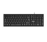 Nilox Teclado con cable NXKBE000011 – USB de membrana compacto, ergonómico, negro (español)