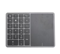 Teclado Numérico Bluetooth, Teclado Numérico Inalámbrico Recargable con Panel Táctil, Teclado Numérico Externo Delgado de 22 Teclas BT 2,4 GHz Modos Duales para Computadora (Gris