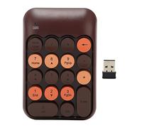 Teclado Numérico de 2,4 GHz, Mini Teclado Numérico de 18 Teclas con Receptor USB, Teclas Redondas de Teclado de Color Vintage, Teclado Numérico de Contabilidad (Color café)