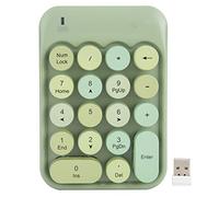 Teclado Numérico Inalámbrico 2.4G, Conexión Inalámbrica Estable, Escritura Silenciosa, Batería de Larga Duración, con Tecla de Retroceso para XP/Win7/Win8/Win10/IOS (Sueño Verde)