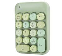 Teclado Numérico Inalámbrico, Mini Teclado Numérico Digital de 18 Teclas, Teclado Numérico Ergonómico con Receptor USB de 2.4G y Teclado de Chocolate para Computadora Portátil/PC (fantasía verde)