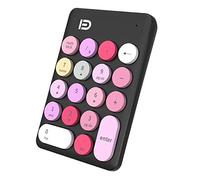 Teclado numérico inalámbrico, mini teclado numérico portátil de 2.4 GHz con lindo color Fight tecla redonda retro y receptor USB, teclado numérico de contabilidad financiera de 18 teclas para laptop,