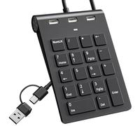 Teclado numérico USB-C con cable, USB con 3 puertos USB 2.0, teclado numérico portátil y delgado de 18 teclas para laptop/PC de escritorio/Surface/iPad, teclado numérico USB para Windows/mac, negro