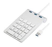 Teclado numérico USB para laptop, teclado numérico con cable de 18 teclas con 3 puertos USB 2.0, portátil, delgado, contable, número financiero, extensiones de teclado numpad de 10 teclas para