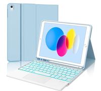 Teclado para iPad A16 11/10 Generación (2025/2022) con Touchpad, Funda con Teclado para iPad 11 Gen 11 Pulgadas/10 Gen 10.9 Pulgadas, Bluetooth Magnético Retroiluminación QWERTY Keyboard, Azul