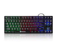 Teclado para juegos con cable con retroiluminación arcoíris, bonito teclado con cable de 87 teclas, teclado USB con cable para laptop, PS4, Xbox, juegos de PC y trabajo, color negro