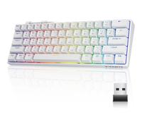 Teclado para juegos inalámbrico con cable, diseño compacto de 61 teclas, teclas sin conflicto, teclas de doble inyección, función de intercambio