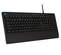 Teclado para juegos Logitech G213 Prodigy, teclas retroiluminadas RGB LIGHTSYNC, resistentes a salpicaduras, teclas personalizables, teclas multimedia dedicadas, diseño QWERTY UK, negro