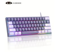 Teclado para juegos MageGee Mini 60%, iluminación RGB, 61 teclas, morado