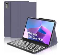 Teclado para Lenovo Tab P11 (2nd Gen), 7 funciones de retroiluminación, funda para 11,5" para Lenovo Tab 11(TB350FU/TB350XU 2022), bandeja italiana Slim Bluetooth extraíble magnética, lavanda