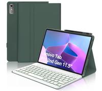 Teclado para Lenovo Tab P11 (2nd Gen), 7 funciones de retroiluminación, funda para 11,5" para Lenovo Tab 11(TB350FU/TB350XU 2022), bandeja italiana Slim Bluetooth extraíble magnética, verde oscuro