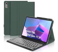 Teclado para Lenovo Tab P11 (2nd Gen), 7 funciones de retroiluminación, funda para 11,5" para Lenovo Tab 11(TB350FU/TB350XU 2022), bandeja italiana Slim Bluetooth extraíble magnética, verde oscuro