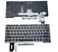 Teclado para Lenovo Thinkpad L380 E480 Yoga L390 Yoga T490 T495 L480 T480S Laptop US Layout con TrackPoint y retroiluminación (marco plateado)