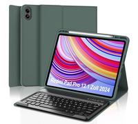 Teclado para Redmi Pad Pro 12.1, funda teclado para Redmi Pad Pro 2024, funda Bluetooth magnética desmontable italiano teclado para Redmi Pad Pro 12.1 pulgadas 2024, verde oscuro