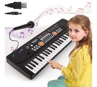 Teclado Piano 49 Teclas, Piano Electrónico con micrófono, Electrónico Música Teclado Piano Cumpleaños Regalos del día de Navidad Edad para Niños de 3 a 12 Años, Niñas y Niños