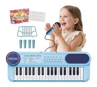 Teclado Piano Electrónico Azul 37 Teclas para Niños, Instrumento Portátil con Micrófono para Niños Niñas de 2 3 4 5 6 Años, Regalos de Música Educativos para Cumpleaños y Navidad