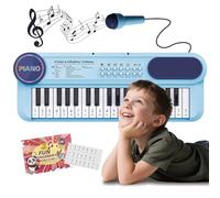 Teclado Piano Electrónico para Niñas de 2 Años, 37 Teclas Instrumento Portátil Azul con Micrófono, Juguetes Educativos con Sonido Musical, Regalos de Cumpleaños y Navidad para Niños de 3 4 5 6 Años