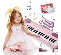 Teclado Piano Infantil, 37 Teclas Rosa, Juguete Musical Electrónico, Instrumento Portátil con Micrófono, Juguetes Educativos Multifunción con Sonido, Regalos de Cumpleaños para Niñas de 2 3 4 5 6 Años