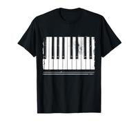 Teclado Piano Techno Party Music. Grunge Efecto Desgastado Camiseta