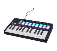 Teclado profesional con 8 perillas, pantalla LED de producción musical, controlador de teclado USB de 25 teclas con 16 almohadillas retroiluminadas para batería