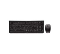 CHERRY DW 3000, Pack de Teclado y Ratón Inalámbricos, Distribución de Teclado Inglés (QWERTY), Radiofrecuencia 2,4 GHz, Diseño Plano, Tecleo Silencioso, Ratón Simétrico, Negro