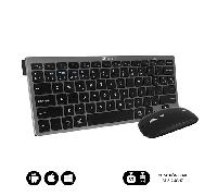 SUBBLIM Teclado Con Ratón Bluetooth + 2.4G Combo Multidispositivo Compacto Gris Negro Combo Multidispositivo Diseño Ergo Y Silecioso Control De Funciones