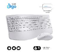 SUBBLIM Combo Teclado y Ratón Inalámbrico, Conexión Dual Bluetooth 5.3 y USB, Diseño Ergonómico, Batería Recargable, Blanco