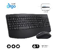 SUBBLIM Combo Dual Prowave Teclado y Ratón Ergonómicos Inalámbricos, Recargables, con Bluetooth 5.3 y Receptor USB, Reposamuñecas, Teclas Silenciosas y Multidispositivo.