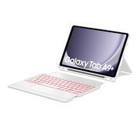 Teclado Samsung Tab A9 Plus 11" 2023 con Touchpad, Funda Teclado 3 Canales Bluetooth Español Ñ Retroiluminado de 7 Colores Magnéticamente Soporte Retrato/Paisaje para Samsung A9 + 11 Pulgada, Blanco