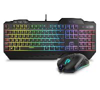 Krom KRUSHER - NXKROMKRSHRSP - Combo Gaming Teclado + Raton - Teclado Semi-Mecánico Retroiluminado, Ratón con Sensor Optico 6400 DPI LED 6 colores