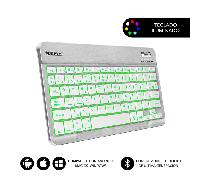 SUBBLIM Teclado Retroiluminado Smart Bluetooth para Tablet O iPad Blanco Plata Teclado Retroiluminado Diseño Ultra Slim Teclas De Alta Precisión Batería Li-Ion Recargable Ahorro De Energía