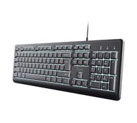 Trust Primo Teclado Iluminado QWERTY Español, Botones Silenciosos, Negro
