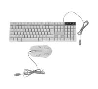 Teclado USB de Computadora Ratón, Conjunto Iluminado Blanco | Conexión Usb, Teclas Ergonómicas de Plástico, para Portátil y Escritorio, Uso Diario y Gaming