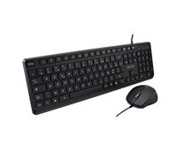 Teclado V7 CKU350ES de membrana completo con ratón USB óptico 2500 dpi negro