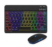 Teclado y mouse Bluetooth para iPad, tablet, inalámbrico, retroiluminado, recargable, silencioso, portátil, para iPad, iPhone, Samsung, Lenovo, Huawei, compatible con Windows, Android, iOS, portátil