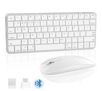 Teclado y mouse de aluminio 5 en 1 para Mac, teclados inalámbricos, Bluetooth, recargable, compatible con iMac, MacBook, iPad y todos los dispositivos MacOS, iOS, Windows y Android