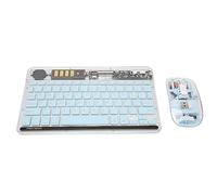 Teclado y Mouse Inalámbricos, Combo de Teclado y Mouse Transparente para PC (Blue)