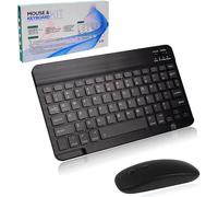 Teclado y mouse inalámbricos, juego de teclado y mouse Bluetooth recargable, mini teclado pequeño, silencioso, plano, para computadora/iPad/PC/portátil/tablet/Surface/Mac/Microsoft/Android/Windows
