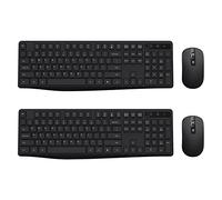 Teclado y mouse inalámbricos, Lovaky 2.4G teclado ergonómico de tamaño completo, teclado y mouse USB inalámbricos ajustables de 3 DPI, paquete de 2