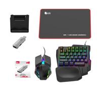 Teclado y mouse para juegos de teléfono, teclado mecánico y mouse con 35 teclas, adaptador de juego portátil de media mano, juego de convertidor con retroiluminación LED RGB para una mejor experiencia