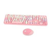 Teclado y Rat¨®n Inal¨¢mbrico Estilo Retro M¨¢quina de Escribir 2,4 GHz ¨®mico USB Hogar Oficina Rosa