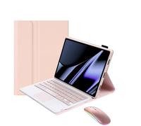 Teclado y ratón Combo para Xiaomi Pad 7/7 Pro 11,2 Panel Táctil Magnético, Compatible con Múltiples Sistemas con Protección Completa de 360° Funda Teclado Inalámbrico Desmontable(Pink)