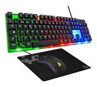 Teclado y Ratón Gaming The G-Lab Combo Yttrium de membrana QWERTY con alfombrilla, retroiluminación multicolor y compatible PC/PS4/PS5
