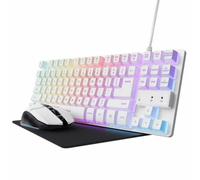 Trust GXT 794W Pack Gaming Teclado TKL RGB Blanco + Ratón Inalámbrico RGB Blanco + Alfombrilla Negra