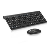 Teclado y Ratón Inalámbrico, cimetech KF10 EasyTyping [Teclas Que ahorran Trabajo] Teclado y ratón inalámbricos ultrafinos para Ordenador, fácil de configurar para PC/portátil/Mac/Windows (Negro)