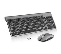 Teclado y Ratón Inalámbrico, cimetech KF10 EasyTyping [Teclas Que ahorran Trabajo] Teclado y ratón inalámbricos ultrafinos para Ordenador, fácil de configurar para PC/portátil/Mac/Windows, Gris